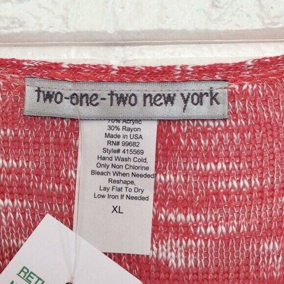 Two-one-Two Red striped long sleeve sweater with fringe hem Women’s Size XL - Picture 3 of 4